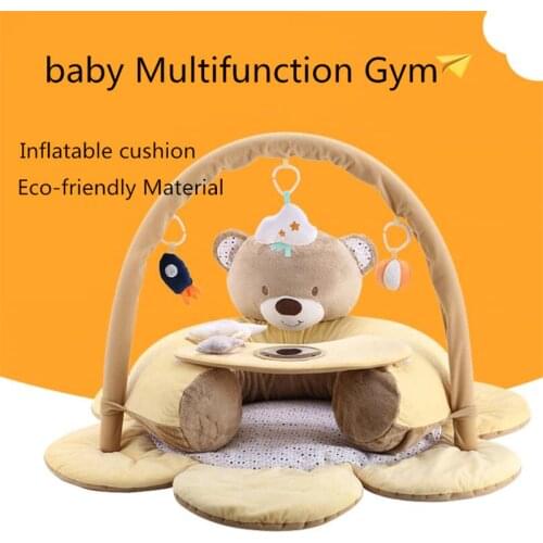 Baby Play Gym Mat Childrens Carpet Kids Rug Playmat Baby Crawling Pad With Rack Bear Inflatable Developing Mat Infant Blankets