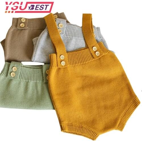 0-24M Baby Knitting Rompers Cute Overalls Newborn Autumn Baby Boys Clothes Infantil Baby Girl Boy Sleeveless Romper Jumpsuit