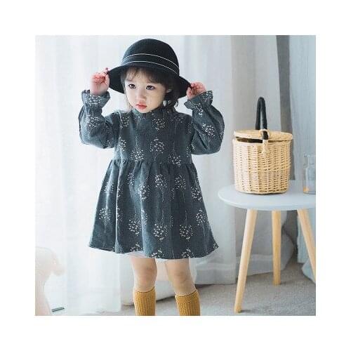 Baby Girl Dress 2017 Summer Children Long Sleeve cotton Floral Button Kids Princess Summer Dresses For Girls