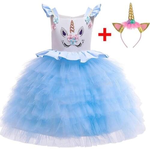 2019 Toddler Baby Girls Unicorn Dress Girl Kids Dresses For Girls Clothes Princess Dress Party Wedding Tutu Dress 3 7 8 10 Years