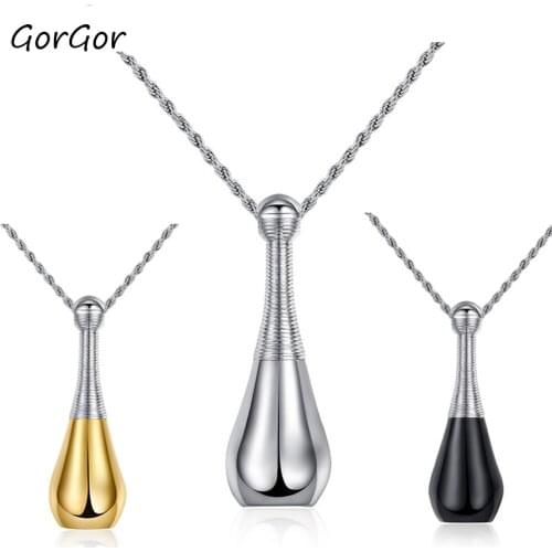 GorGor New Arrivals Titanium Steel Perfume Bottle Detachable Delivery Small Bead Chain Pendant for Women Jewelry Gift PN-026