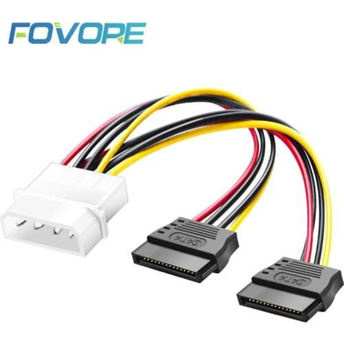 4 Pin Molex Male to 2 SATA Female Power Supply Cable IDE to SATA Power Cord