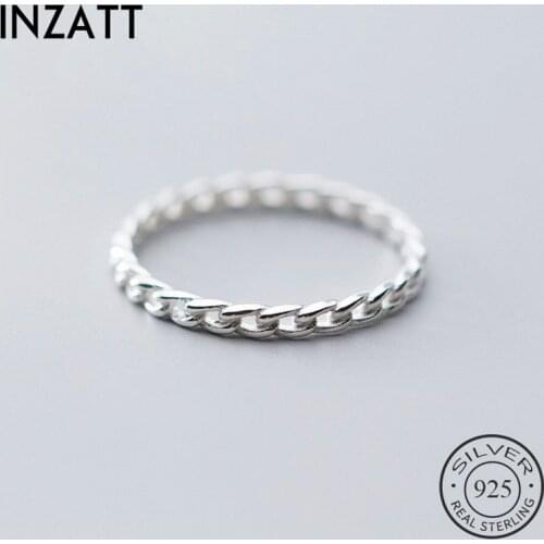 INZATT Real 925 Sterling Silver Chain Ring For Fashion Women Birthday Party Minimalist Fine Jewelry Hiphop Accessories Gift