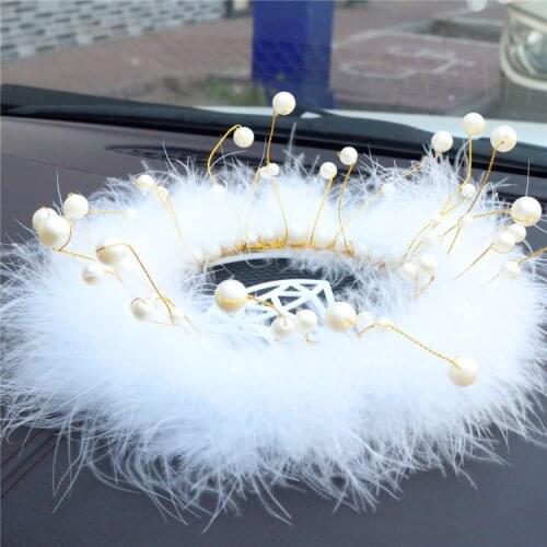 Creative Car Decoration Car Anti-skid Mat Pearl Decoration Cushion Feather Car Interior Central Control Decoration Product