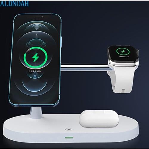 3 in 1 Magnetic Wireless Charger Stand For Magsafe iPhone 12 Mini Pro Max/Apple Watch Fast Charging Dock Station For Airpods Pro