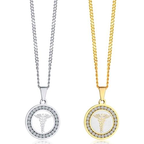 2021 Fashion Stainless Steel Zircon Material Medical Logo Personalized And Unique Pendant Necklace Suitable For Women And Men