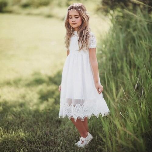 New 2020 Girls'Back Hollow Flower Dress Flower Boy High-end Wedding Dress Elegant Girls' Flower-lace Banquet Dress