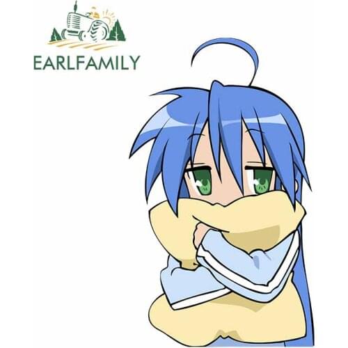 EARLFAMILY 13cm x 7.8cm for Japanese Girl Pillow Trunk Motorcycle Windshield Anime Car Stickers Cartoon Windows Surfboard Decal