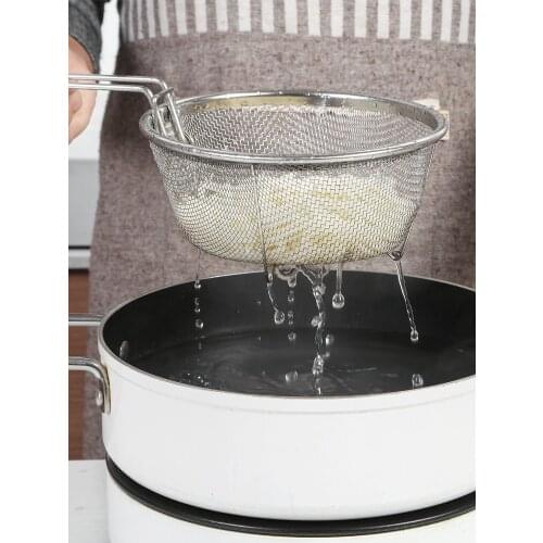 Stainless steel spicy hot rice noodles leaky noodles large leaky net spoon hot pot frying spoon colander strainer kitchen wool