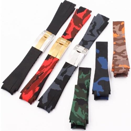 Watch Accessories Applicable for Rolex Explorer Black Green Water Ghost Ditonna Yacht Silicone Rubber Strap 20mm