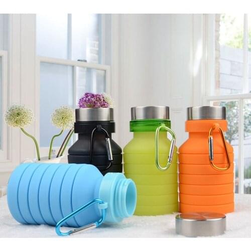 Silicone Retractable Folding Water Cup 550ml Outdoor Travel Portable Sport Water Bottle Drinkware Water Cup