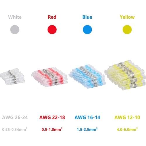10/30/50PCS Solder Seal Wire Connector AWG26-10 Heat Shrink Terminals Automotive Marine Insulated Butt Cable Electrical Terminal