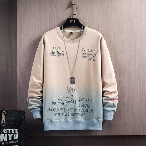 Gradual Color Long Sleeve T Shirt Boy Spring Autumn Hoodie Teenager Junior High School Student Jacket Big Boy Bottom Shirt 3XL