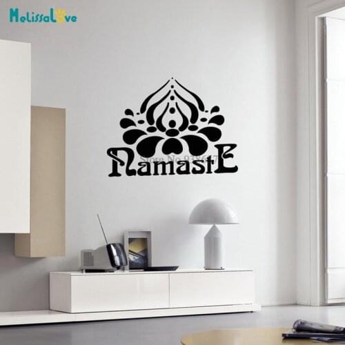 Namaste Vinyl Wall Decal Interior Home Bedroom Lotus Yoga Center Meditation Bedroom Mural Decal Vinyl Wall Sticker BA660