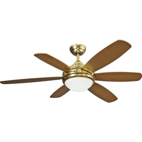 Vintage Ceiling Fan Led Ceiling Light with Remote Control for Living Room Dinning Room within 5inch & 10 inch Rod Brass Finish