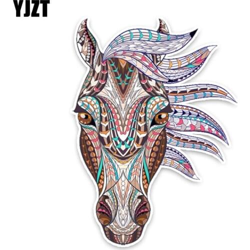 YJZT 10.5CM14.4CM Cartoon Horse Colored PVC High Quality Car Sticker Decoration Graphic C1-5013