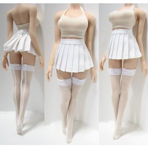 1:6 Scale Female Clothes Set Tight Camisole & White Dress & Stocking Clothes Set PL106 for 12 inches Woman Action Figure Body