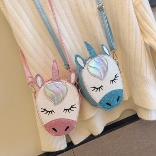 Women Shiny Sequin Unicorn Cartoon Design Girls Mini Shoulder Bag Tote Crossbody Messenger Bag Handbag Kids Clutch Bag Flap