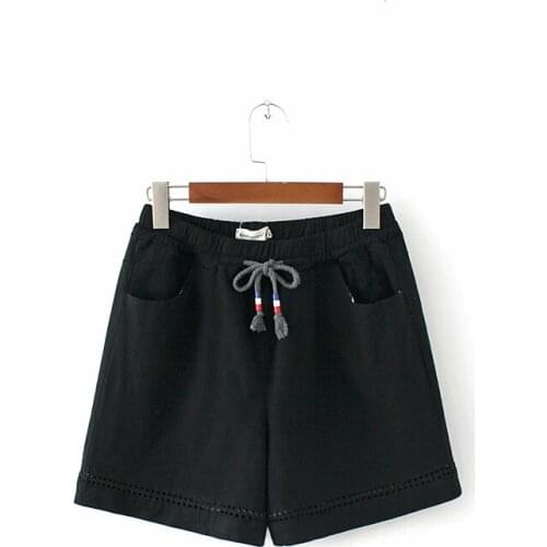 Plus Size XL-4XL Womens Cotton Stretchable Shorts Casual Solid Elastic Waist Summer Shorts