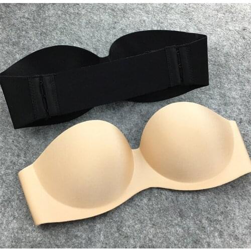 Mozhini Women Silicone Strapless Bra Invisible Wedding Bra Top gorge push up bra Seamless big cup ABC D gather Wedding Dress bra