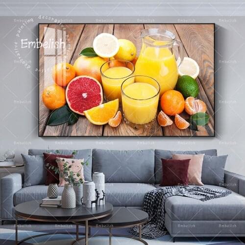 1 Pieces Fresh Orange Juice Food Wall Pictures For Dinning Kitchen Room Decor Home Decor HD Canvas Painting Artworks