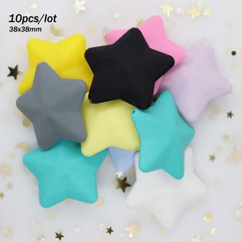 10Pcs Stars Perle Silicone Beads Baby Gifts BPA Free Teething Necklace Toys For Pacifier Chain Bacelet DIY Siliconen Kralen Bead