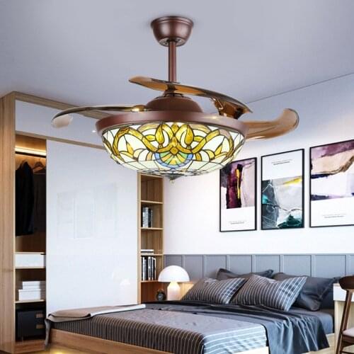 110V / 220V Modern Ceiling Fan Light Tiffany Light Luxury Crystal Led Ceiling Fan Lighting Ceiling Fans with Lights