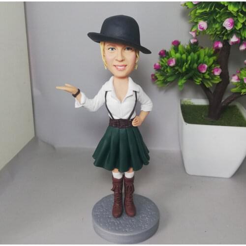 Polymer Clay Made Dolls Handmade Black Dress Lady Female Girl Figures 18cm Height Fantasy Christmas Birthday Friends Gift