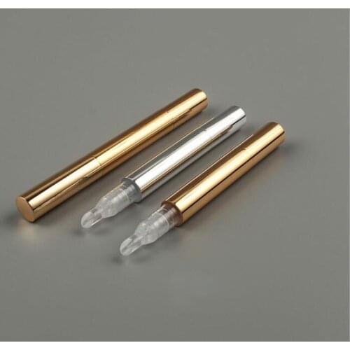 3ml Silicone Head Lip Gloss Tube Golden/Sliver Make Up Tool Luxury Portable Empty Cosmetic Packaging Container 50pcs/lot