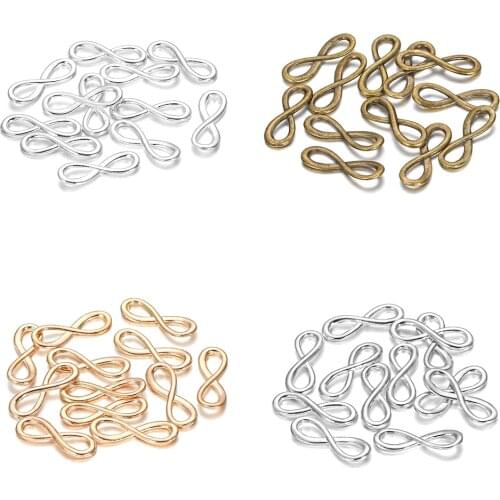 30pcs/lot 7.7*23mm Charms Infinity Symbol Connectors Gold Silver Bronze Pendants For DIY Jewelry Making Supplies Accessories
