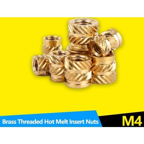 Thread Brass Knurled Inserts Nut Heat Set Insert Nuts Embed Parts Female Pressed Fit into Holes for 3D Printing M3 M4 50Pcs