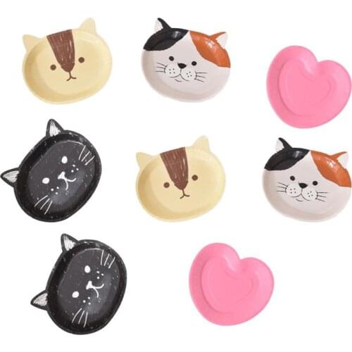 8Pcs Cute Animal Cat Paper Plates Disposable Cake Dessert Dishes Party Supplies For Party Weddings Decoration (Random Pattern)