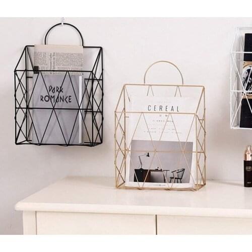 Azine Holder Hanging Wall Mounted Newspaper Periodical Book Document File Organizer Basket Metal Shelf Storage Container