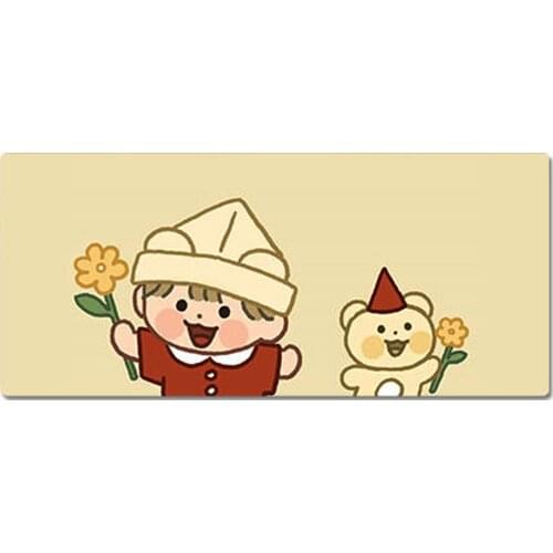 90x40cm 35.43x15.74 Inch Large XXL Cute HD Cartoon Send Flowers Pattern Table Mat Non-slip Mouse Pad Computer Desk Mat