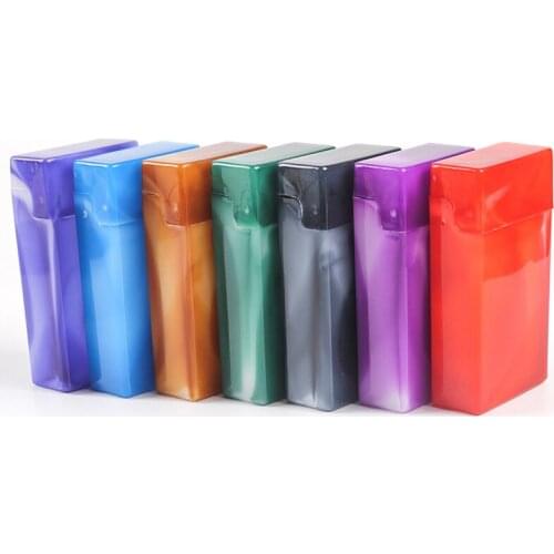 5pcs/lot Marble Multi Color Top Flip Open Plastic Cigarette Case Pack HoldersFlip Top Marbled Cigarette Case for 110mm