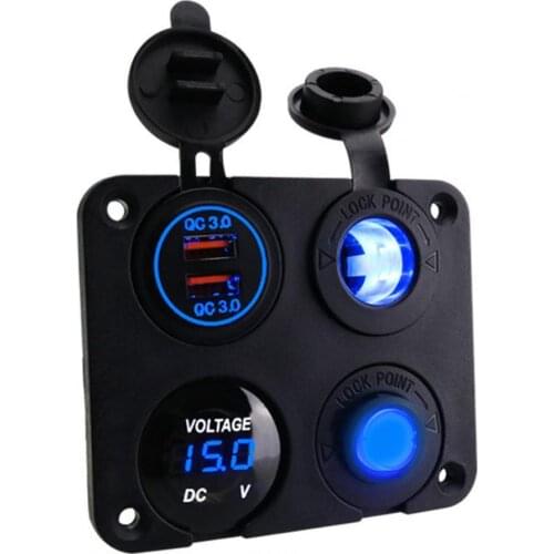 PA403066485 Car Charger Switch Panel Digital Voltmeter Dual USB Over-current Protection Socket 12-24V Motor Power Adapter