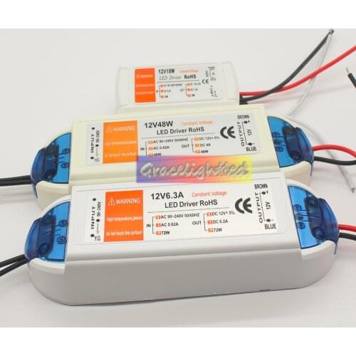 12 Volt Power Supply 12V LED Driver 18W 28W 48W 72W 100W AC 110V 220V to 12V DC Lighting Transformer Adapter for LED Strip CCTV