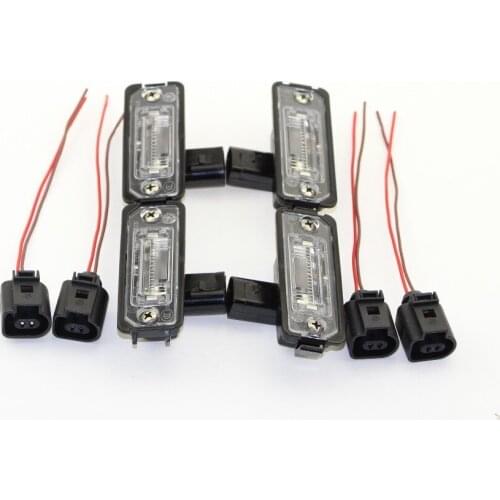 4pcs OEM Halogen License Plate Lights+Socket Fit VW Golf MK4 Beetle Polo Phaeton Lupo1J6 943 021 B 1J6943021B 1GD 943 021