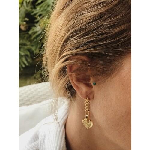 GULCE DERELI, EARRINGS, LITTLE HEART SYMBOL CHARM EARRINGS, INFINITY CHAIN EARRINGS, GIFT BOX, GOLD/SILVER PLATED