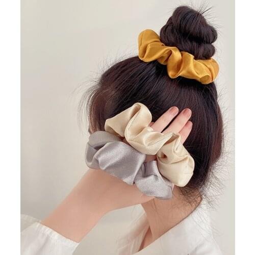 Best Selling Set Elastic Tie Hair Silk Satin Headband Ponytail Large Intestine Hair Tie Rope Accessories Wholesale