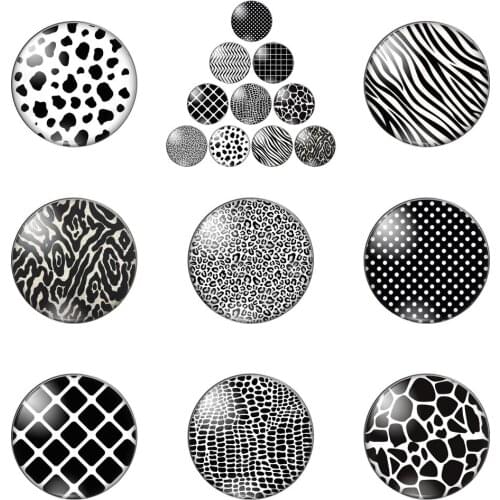 The Art of Color with Black and White Spots Round Photo Glass Cabochon Demo Flat Back Making Findings Handmade DIY Accessories