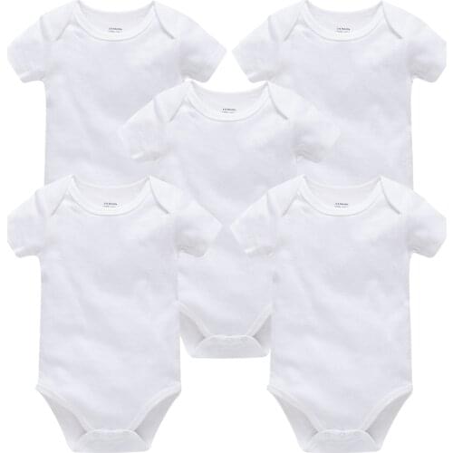 Kavkas 3PCS 5PCS Baby Boys Girls Clothes Solid White Short Sleeve Cotton Baby Bodysuits body bebe 0-24 months Newborn Jumpsuit