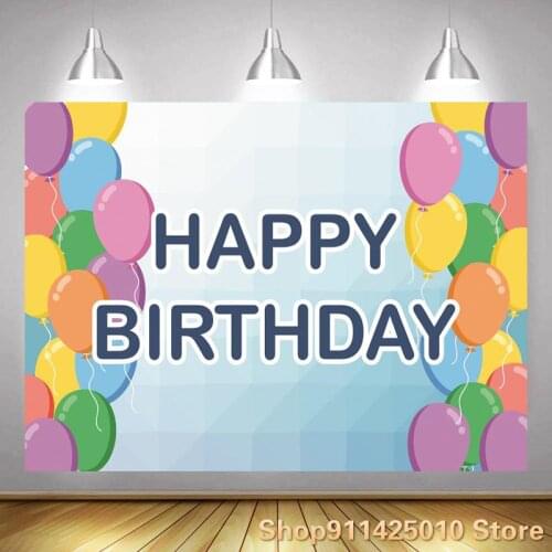 Colorful Balloon Light Blue Background Girl Birthday Party Decoration Photography Studio 3D Digital Photo Customized Backdrop