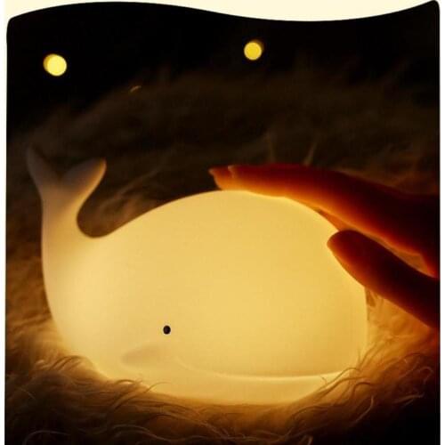 Cute LED Night Light For Kids Soft Silicone Touch Sensor 7 Colors Whale/Sea Lion Night Lamp Children Bedroom Bedside Light
