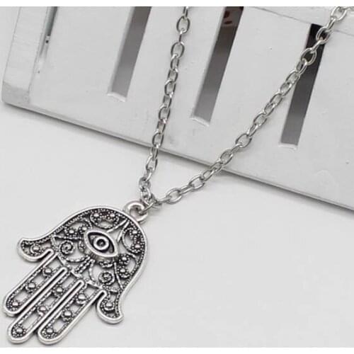 Retro Fashion Jewelry Hand of Fatima Evil Eye Pendant Necklace Ladies Charm Gift Ornament