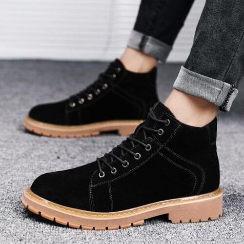 2020 Men Boots Suede Leather Waterproof Work Shoes Safety Natural Leather Mens Casual Boots Men Martins Boots