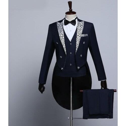 Men suit Dance, party, stage, wedding Vip clothing Floral Lapel Tailcoat Set fashion high-end Tuxedo Style Men Costume Suit