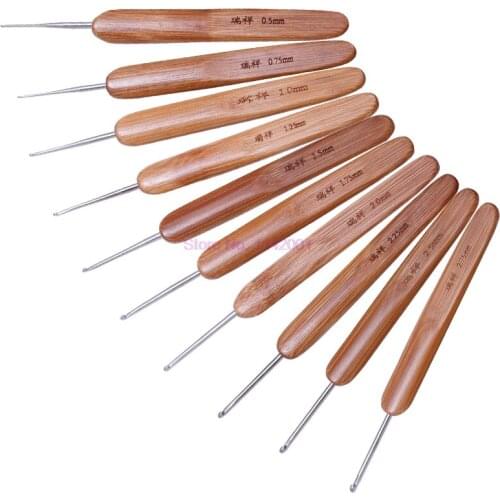 50set 10pcs/Set 0.5mm-2.75mm Bamboo Knitting Needles Set Knitting Hooks Set DIY Crochet Hooks Needles For Yarn Handle