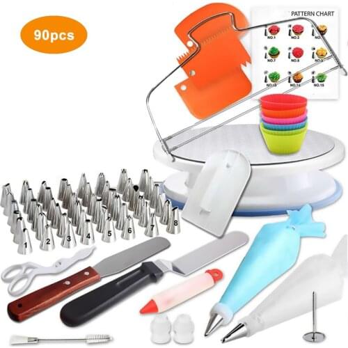 Aluminium Alloy Cake Decorative Turntable Set 304 Stainless Steel Decorating Nozzle Set Rotating Cake Turntable Decorating Turnt