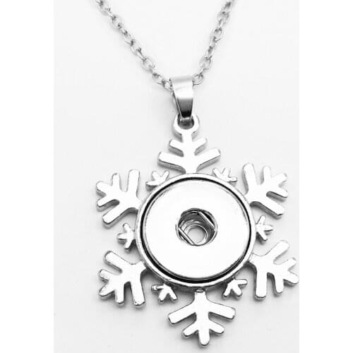 New Christmas snowflake snap button Necklace ( fit 18mm 20mm) NR992
